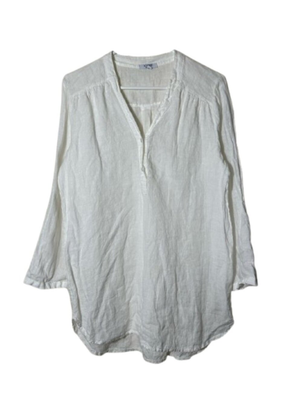 Rose Marine white 100% line tunic top womens S/M Italy coastal beachy